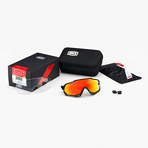 Ride100percent Speedtrap-Soft Tact Black-Hiper Red Multilayer Mirror Lens, Adultos Unisex, Negro, 18, 11, 7,5