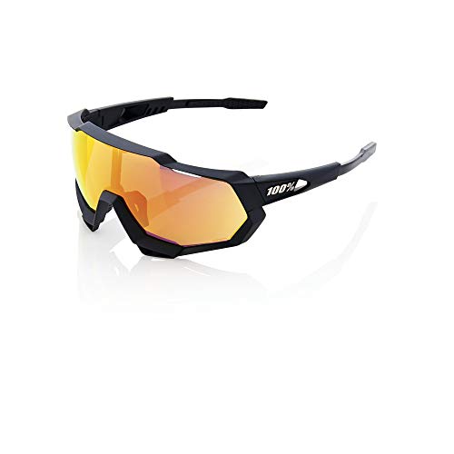 Ride100percent Speedtrap-Soft Tact Black-Hiper Red Multilayer Mirror Lens, Adultos Unisex, Negro, 18, 11, 7,5