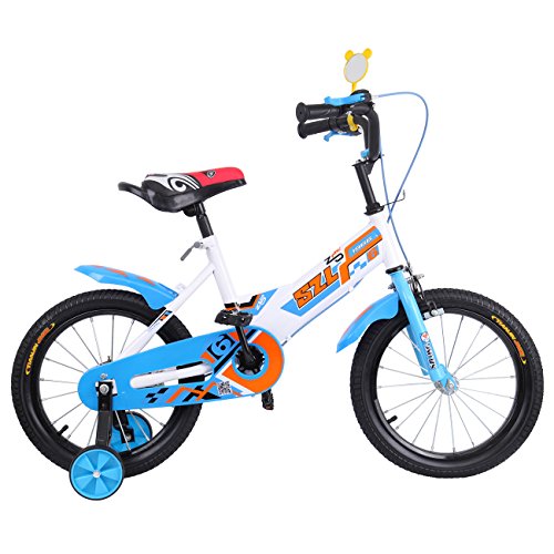 Ridgeyard 16 pulgadas Bicicleta Infantil Estudio aprendizaje montar a caballo bicicleta niños niñas bicicleta con ruedines por 3-5 años(azul)