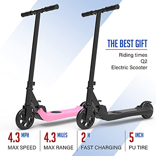 Riding' times Patinete eléctrico para niños 4 a 12 años, Scooter Kickscooter Plegable, hasta 7 km/h, Gama 7km, Motor 120W, Tiempo de Carga 2H, para niños y niñas