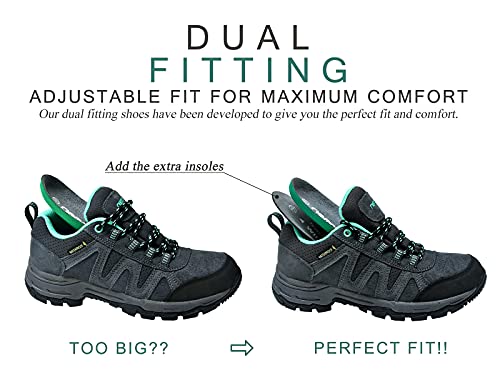 riemot Zapatillas Trekking para Mujer y Hombre, Zapatos de Senderismo Calzado de Montaña Escalada Aire Libre Impermeable Ligero Antideslizantes Zapatillas de Trail Running, Mujer Gris Verde 38 EU