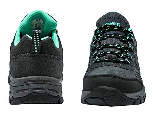 riemot Zapatillas Trekking para Mujer y Hombre, Zapatos de Senderismo Calzado de Montaña Escalada Aire Libre Impermeable Ligero Antideslizantes Zapatillas de Trail Running, Mujer Gris Verde 41 EU
