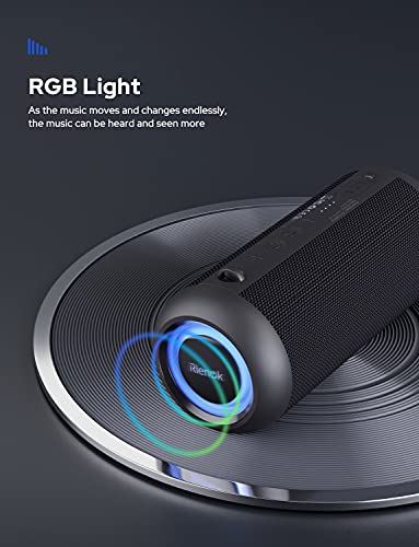 RIENOK Altavoz Bluetooth 30W Impermeable IPX67 Altavoz Inalámbrico Bluetooth 5.0 Con Luces, Recargable USB Sonido Envolvente 360°, Apoya Micro SD AUX