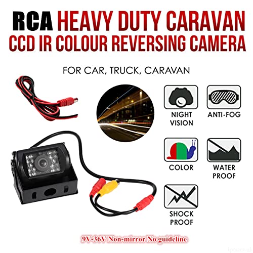 Riloer Cámara de Visión Trasera para Automóvil, Cámara de Visión Trasera HD de 9V-36V, Cámara CCD de Vista Frontal Impermeable para Camión y Remolque, con 18 LED Infrarrojos de Visión Nocturna