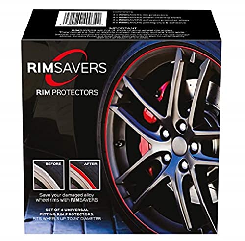 RimSavers RS-1 Protector de llanta de aleación, negro, ajuste universal, hasta 22 pulgadas de diámetro.
