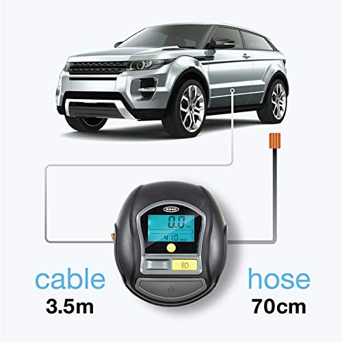 Ring Automotive Inflador de neumáticos Digital RTC1000 de Ring con configuración rápida de detención automática, con luz LED, Manguera de Aire: 70 cm