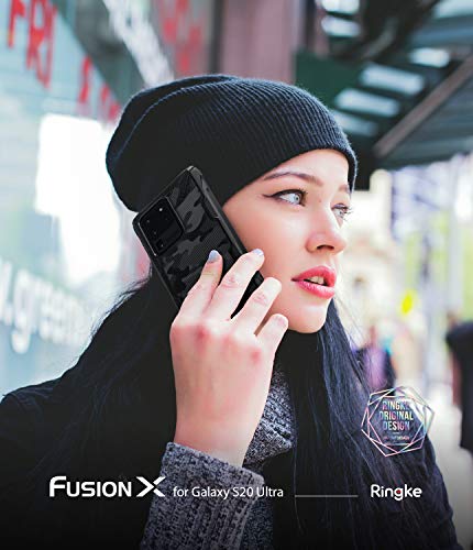 Ringke Fusion-X Diseñado para Funda Samsung Galaxy S20 Ultra, Transparente al Dorso Carcasa Galaxy S20 Ultra Protección Resistente Impactos TPU + PC Funda para Galaxy S20 Ultra (2020) - Camo Black