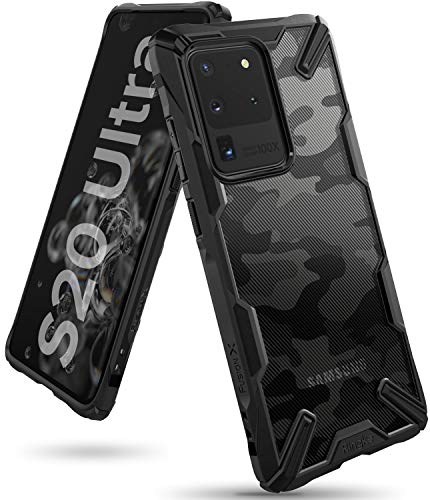 Ringke Fusion-X Diseñado para Funda Samsung Galaxy S20 Ultra, Transparente al Dorso Carcasa Galaxy S20 Ultra Protección Resistente Impactos TPU + PC Funda para Galaxy S20 Ultra (2020) - Camo Black