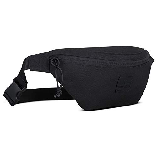 Riñonera Hombre y Mujer Negro - JOHNNY URBAN Erik Riñoneras Hip Bag Hecha de Botellas Pet Recicladas para Festivales y Deportes - Bolsa de Cintura Hipster Fanny Pack Bolso de Viaje Repelente al Agua