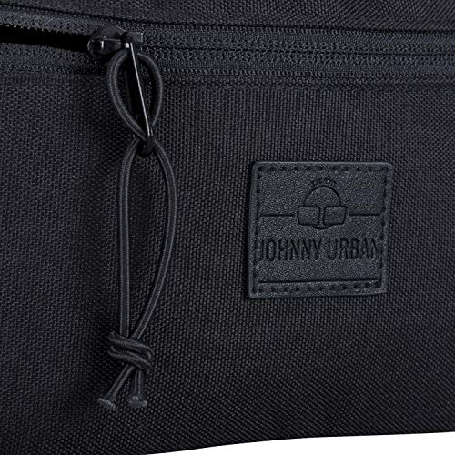 Riñonera Hombre y Mujer Negro - JOHNNY URBAN Erik Riñoneras Hip Bag Hecha de Botellas Pet Recicladas para Festivales y Deportes - Bolsa de Cintura Hipster Fanny Pack Bolso de Viaje Repelente al Agua