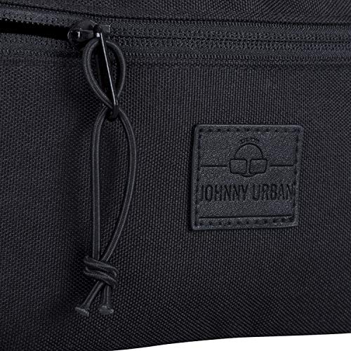 Riñonera Hombre y Mujer Negro - JOHNNY URBAN Erik Riñoneras Hip Bag Hecha de Botellas Pet Recicladas para Festivales y Deportes - Bolsa de Cintura Hipster Fanny Pack Bolso de Viaje Repelente al Agua