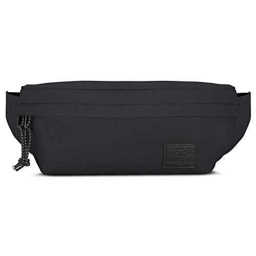 Riñonera Hombre y Mujer Negro - JOHNNY URBAN Tom Riñoneras Hip Bag Hecha de Botellas Pet Recicladas para Festivales y Deportes - Bolsa de Cintura Hipster Fanny Pack Bolso de Viaje Repelente al Agua