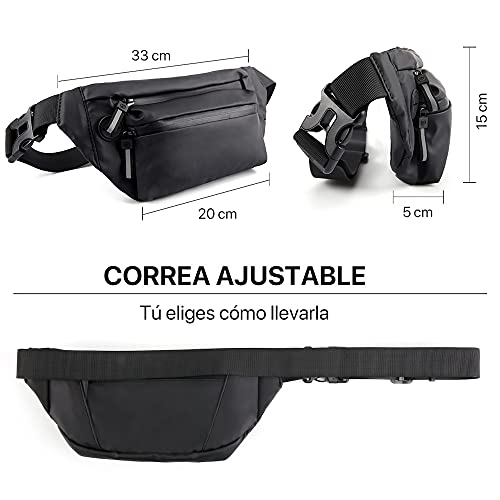 Riñonera Unisex para Hombre y Mujer Casual para Llevar a Todas Partes (Negro)