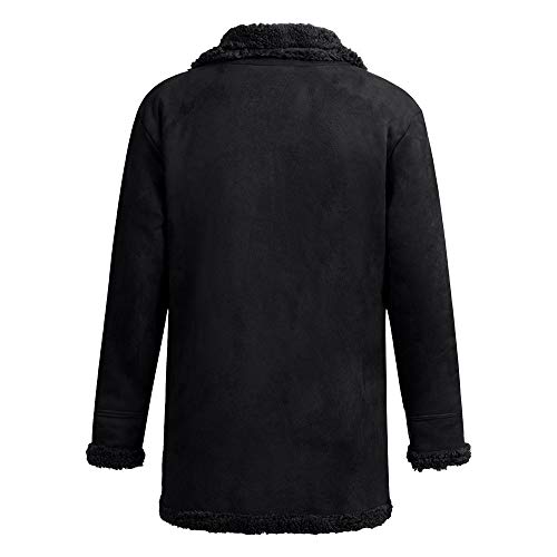 riou Abrigo de Piel de Oveja para Hombre Invierno Lana Cálida con Forro de imitación Cordero Montaña Chaquetas Militar Cazadora Cálido Grueso Vintage Outwear