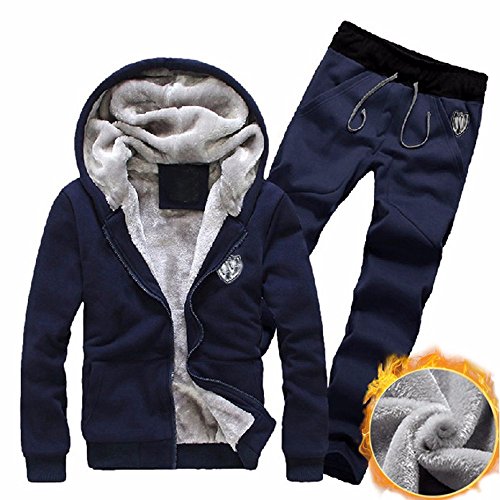 riou Chaqueta con Capucha Forro Polar Sudadera con Capucha Hombres de Manga Larga Hoodie Casual Abrigo Otoño-Invierno Chandal