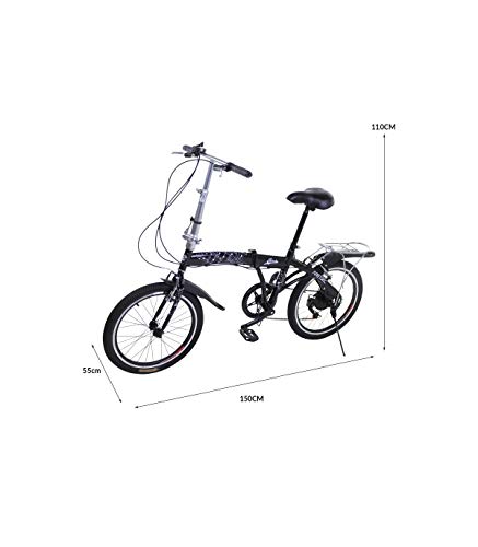 Riscko Bicicleta Plegable Metric Amarillo Fluor con 6 Velocidades Manillar y Sillín Ajustables