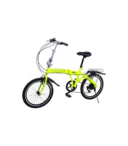 Riscko Bicicleta Plegable Metric Amarillo Fluor con 6 Velocidades Manillar y Sillín Ajustables