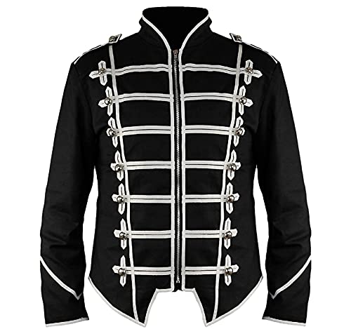 Ro Rox Chaqueta Ajustada de Desfile Militar Punk Percusionista - Negro & Blanco (para Hombres L)