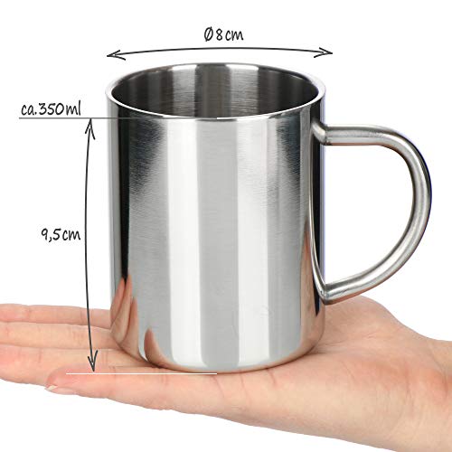 Robin Goods® Juego de 2 Tazas térmicas de Acero Inoxidable - 350 ml por Taza de café - Taza Termo para Beber de Acero Inoxidable (Acero Inoxidable - 02 Piezas)