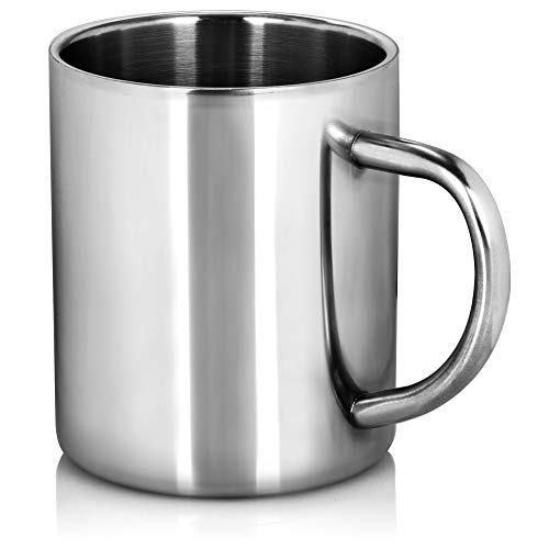 Robin Goods® Juego de 2 Tazas térmicas de Acero Inoxidable - 350 ml por Taza de café - Taza Termo para Beber de Acero Inoxidable (Acero Inoxidable - 02 Piezas)