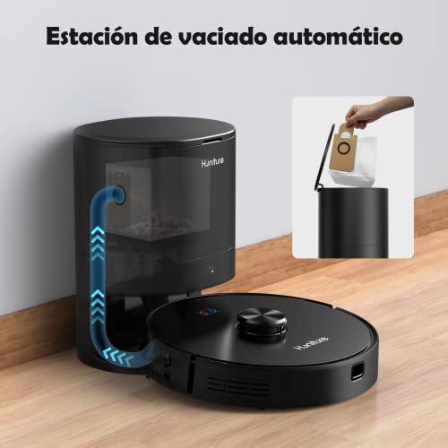 Robot Aspirador y Fregasuelos con Vaciado Automático, HONITURE Q6, 2700Pa, Láser Navegación Robot Aspirador, Multi-Floor Mapping, Compatible con Alexa, Google Home y App para Alfombras y Madera Dura