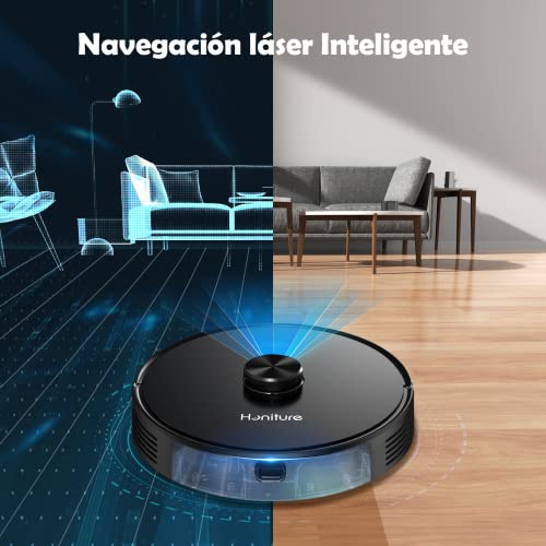 Robot Aspirador y Fregasuelos con Vaciado Automático, HONITURE Q6, 2700Pa, Láser Navegación Robot Aspirador, Multi-Floor Mapping, Compatible con Alexa, Google Home y App para Alfombras y Madera Dura