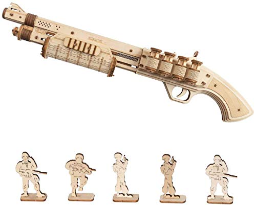 Robotime Toys Gun Puzzle 3D Madera Maquetas Kit De Montar Construcción Mecánica Modelo para Adultos Laser Cut Puzzle De Madera para Niños De 14 Años (Terminator M870)