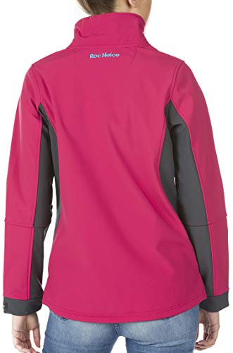 Roc Neige Chaqueta Softshell Mujer, combinada, Cremallera, Bolsillo en Pecho+Laterales, Velcro en puños. Impermeable, Cortavientos, Alta Capacidad Termica. Mujer Rosa Fucsia+Gris Oscuro M