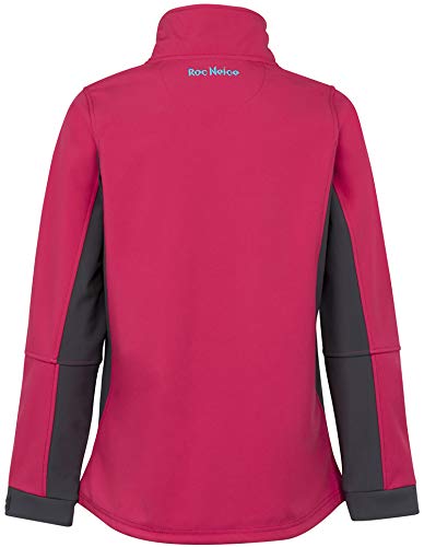 Roc Neige Chaqueta Softshell Mujer, combinada, Cremallera, Bolsillo en Pecho+Laterales, Velcro en puños. Impermeable, Cortavientos, Alta Capacidad Termica. Mujer Rosa Fucsia+Gris Oscuro M