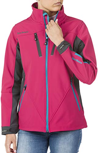 Roc Neige Chaqueta Softshell Mujer, combinada, Cremallera, Bolsillo en Pecho+Laterales, Velcro en puños. Impermeable, Cortavientos, Alta Capacidad Termica. Mujer Rosa Fucsia+Gris Oscuro M