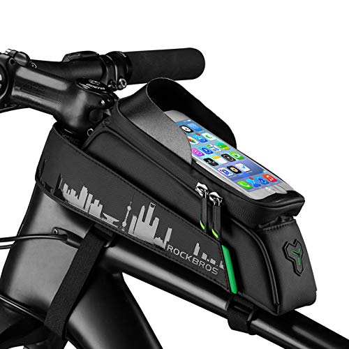 ROCKBROS Bolsa de Cuadro Tubo Superior de Bicicleta Montaña MTB Impermeable con Pantalla Táctil para Móvil de 6,0” para iPhone X XS MAX 7 8 Plus Galaxy S9 Note7