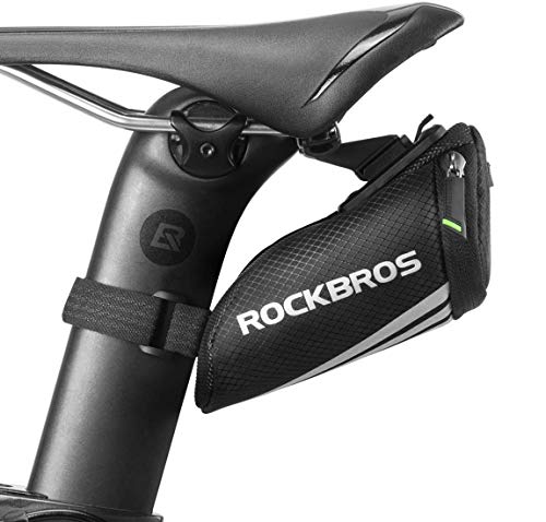 ROCKBROS Bolsa de Sillín de Bicicleta MTB Carretera Mini Pequeña Bolsa de Asiento para Cámaras Ciclismo Negro