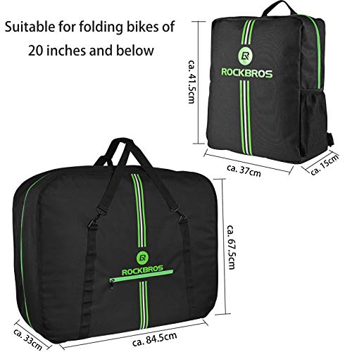 ROCKBROS Bolsa de Transporte para Bicicleta Plegable de 14 hasta 20 Pulgadas Almacenamiento Impermeable con Mochila para Viaje Avión