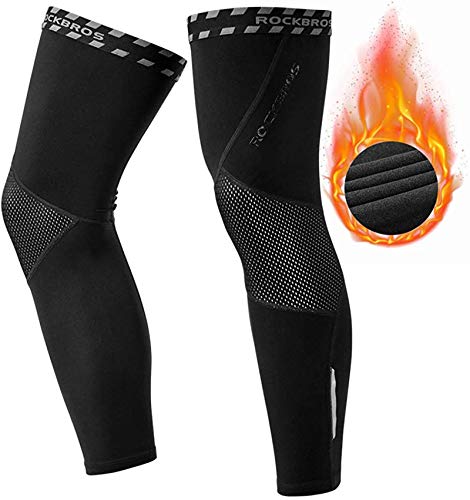 ROCKBROS Calentadores de Piernas Térmicas de Invierno para Hombre Mujer Ciclismo Running Deportes al Aire Libre Negro