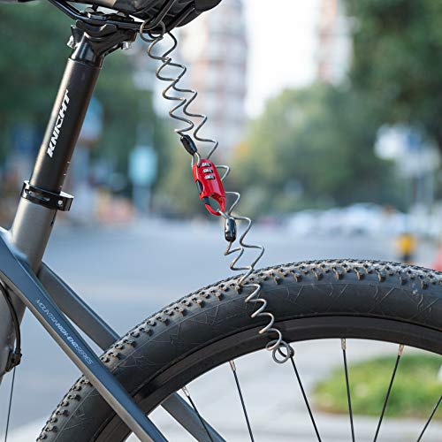 ROCKBROS Candado de Cable Mini Antirrobo Bloqueo con Códigos para Casco de Bicicleta Moto Maleta, 90 cm
