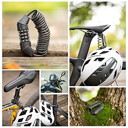 ROCKBROS Candado de Cable para Casco de Bicicleta Moto 150 cm Antirrobo con Códigos 4 Dígitos Alta Seguridad