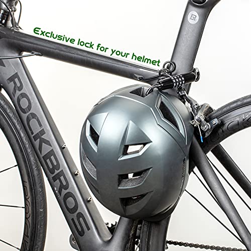 ROCKBROS Candado de Cable para Casco de Bicicleta Moto 150 cm Antirrobo con Códigos 4 Dígitos Alta Seguridad