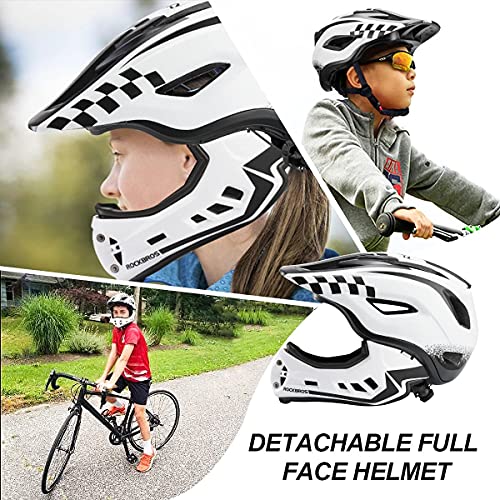 ROCKBROS Casco Bicicleta para Niños 3-15 Años, Casco Integral Desmontable Ajustable para MTB BMX Ciclismo, 48-58cm