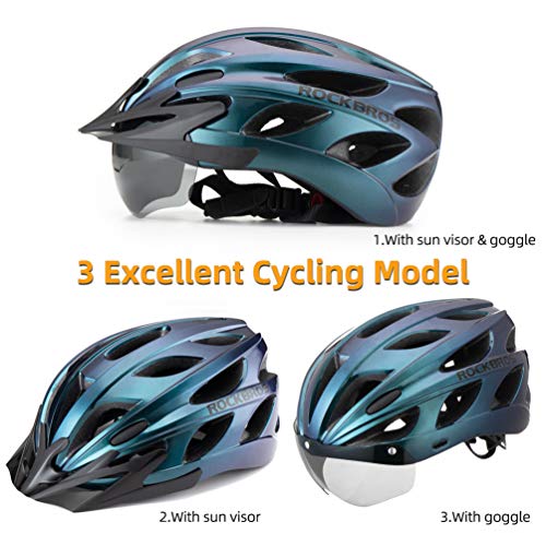 ROCKBROS Casco de Bicicleta MTB Montaña con Visera Magnética Desmontable para Adulto Hombres Mujeres Ciclismo (Azul)