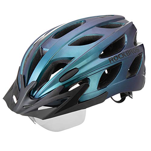 ROCKBROS Casco de Bicicleta MTB Montaña con Visera Magnética Desmontable para Adulto Hombres Mujeres Ciclismo (Azul)
