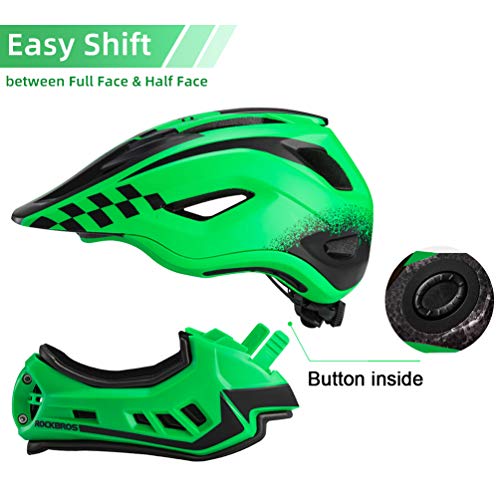 ROCKBROS Casco para Niños Bicicleta BMX MTB Integral Desmontable Completo para Adolescentes Ciclismo 48-58cm para 3-15 Años