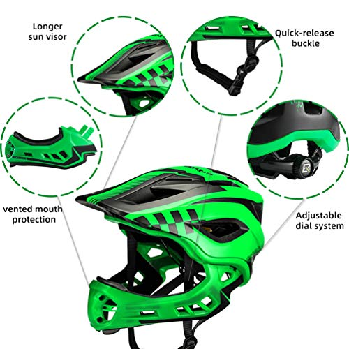 ROCKBROS Casco para Niños Bicicleta BMX MTB Integral Desmontable Completo para Adolescentes Ciclismo 48-58cm para 3-15 Años