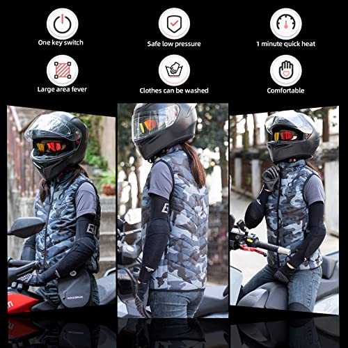 ROCKBROS Chaleco Calefactable para Hombre Mujer, Chaleco Térmico USB de Invierno para Moto Ciclismo Caza Senderismo