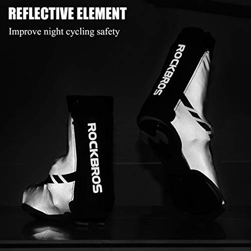 ROCKBROS Cubrezapatillas Cubrebotas para Ciclismo con Forro Polar Impermeable Transpirable Térmica con Reflectante para Otoño e Invierno Unisex