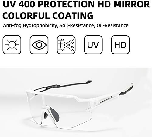 ROCKBROS Gafas de Sol Fotocromáticas Transparentes para Bicicleta Ciclismo Running Deportes al Aire Libre Protección UV400 para Hombres y Mujeres