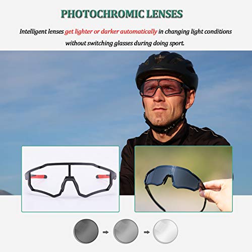 ROCKBROS Gafas de Sol Fotocromáticas/Polarizadas de Ciclismo Bicicleta Montaña Carretera MTB Protección UV400 Unisex Running Pesca Conducción