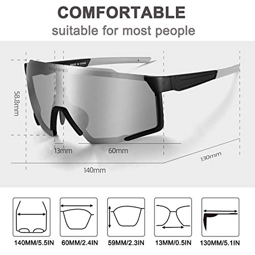 ROCKBROS Gafas Fotocromáticas/Polarizadas de Bicicleta Protección UV400 para Ciclismo Running Conducción Pesca, Unisex