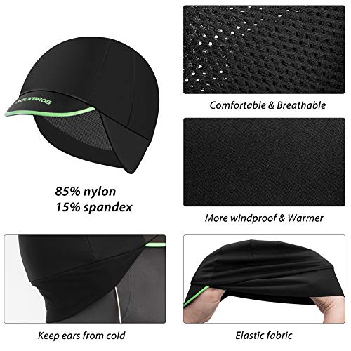 ROCKBROS Gorra con Orejas de Invierno Anti Viento Transpirable para Ciclismo Pesca Running Moto Esquí Snowboard Deportes al Aire Libre Unisex Negro