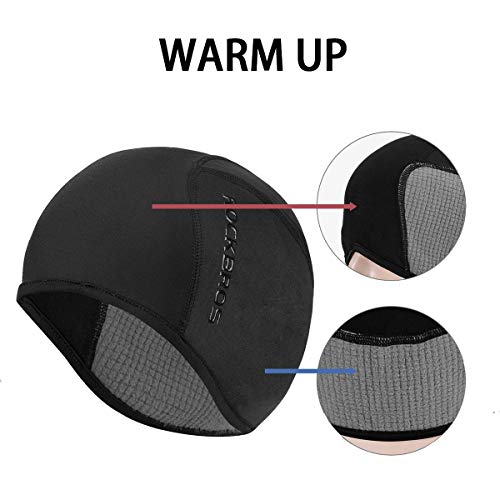 ROCKBROS Gorro con Orejas de Invierno con Forro Polar para Ciclismo Pesca Running Moto Esquí Snowboard Escalada Deportes al Aire Libre Unisex Negro