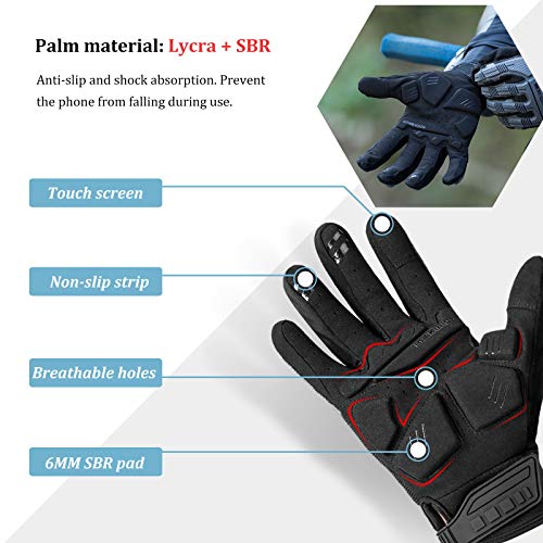 ROCKBROS Guantes Moto Ciclismo Invierno Pantalla Táctil Protector para ATV BMX Bicicleta MTB Deportes al Aire Libre, Unisex